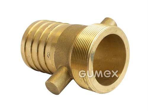 Schlauchtülle mit Vorsprüngen zum Festziehen, 63mm, Außengewinde G 3/8", 50bar, -10°C/+90°C, Messing, 